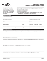 Form YG6606 Charitable Gaming Licence Eligibility Application - Yukon, Canada, Page 2