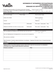 Forme YG6681 Infirmiers Et Infirmieres Psychiatriques Autorise(E)s (I.p.a.) Demande De Certificat D&#039;inscription a Titre D&#039;invite - Yukon, Canada (French), Page 3