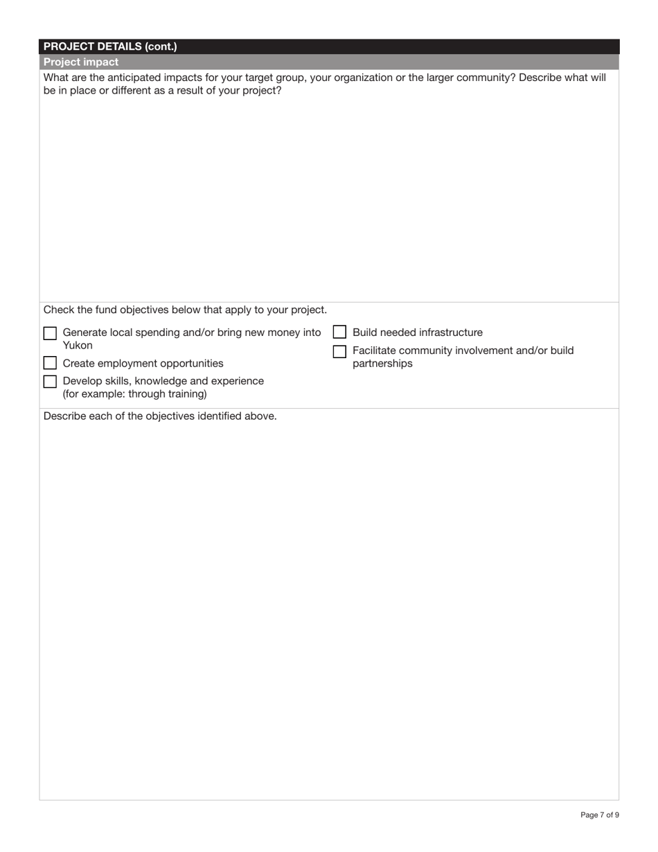 Form YG4665 Community Development Fund Application - Yukon, Canada, Page 7