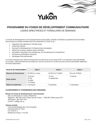 Forme YG4665 Fonds De Developpement Communautaire Demande - Yukon, Canada (French)