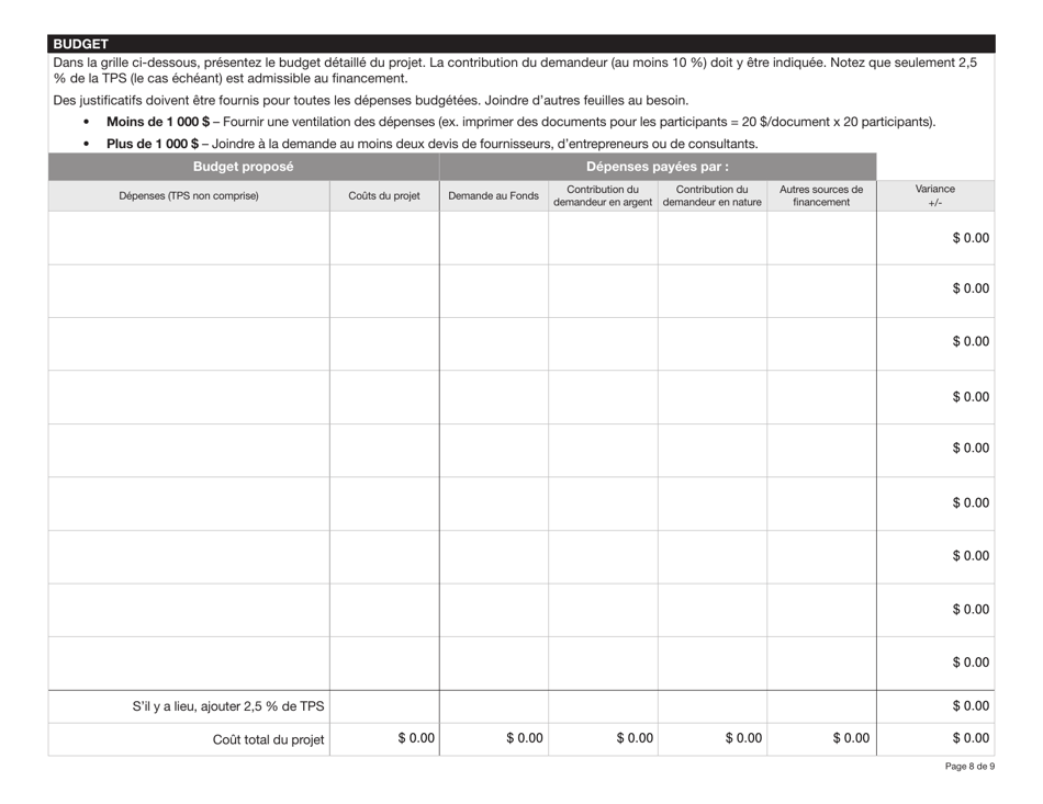 Forme YG4665 Fonds De Developpement Communautaire Demande - Yukon, Canada (French), Page 8