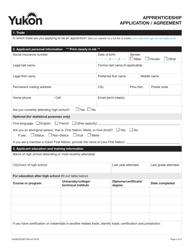 Form YG5822 Apprenticeship Application/Agreement - Yukon, Canada, Page 2