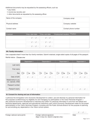 Form YG6019 Yukon Nominee Program (Ynp) Application Form - Yukon, Canada, Page 7