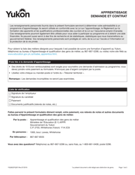 Forme YG5822 &quot;Apprentissage Demande Et Contrat&quot; - Yukon, Canada (French)