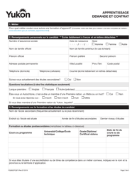 Forme YG5822 Apprentissage Demande Et Contrat - Yukon, Canada (French), Page 2