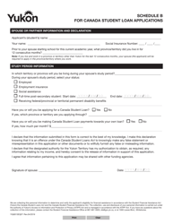 Form YG6013 Schedule B &quot;Spouse or Partner Information and Declaration&quot; - Yukon, Canada