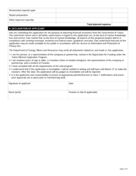 Form YG6715 Yukon Mineral Exploration Program (Ymep) Application for Funding - Yukon, Canada, Page 5