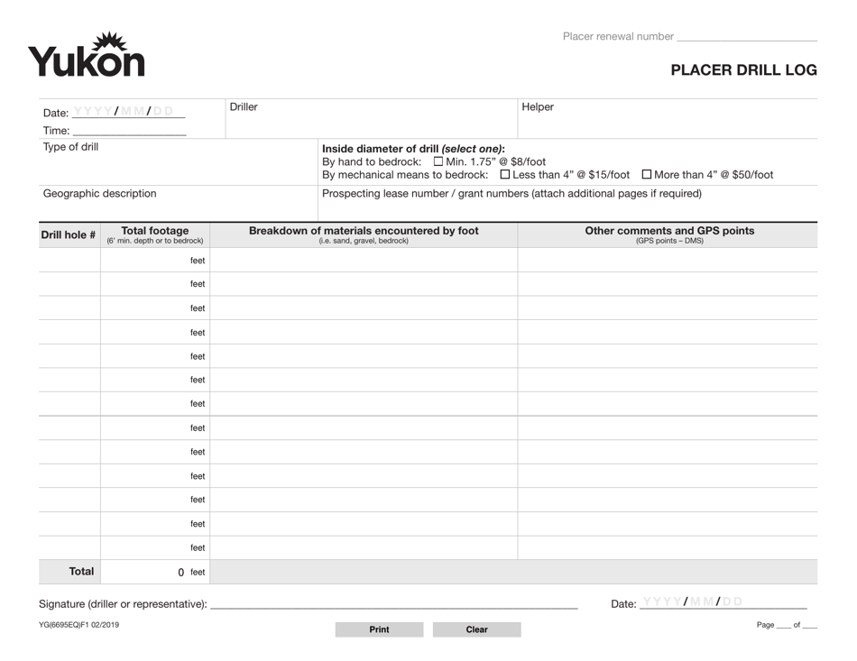 Form YG6695 Fill Out, Sign Online and Download Fillable PDF, Yukon