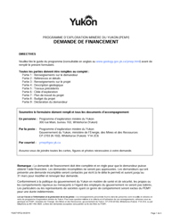Document preview: Forme YG6715 Programme D'exploration Miniere Du Yukon (Pemy) Demande De Financement - Yukon, Canada (French)