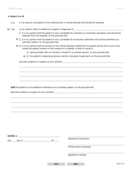 Form 7 (YG3989) Certificate of Involuntary Admission - Yukon, Canada, Page 3