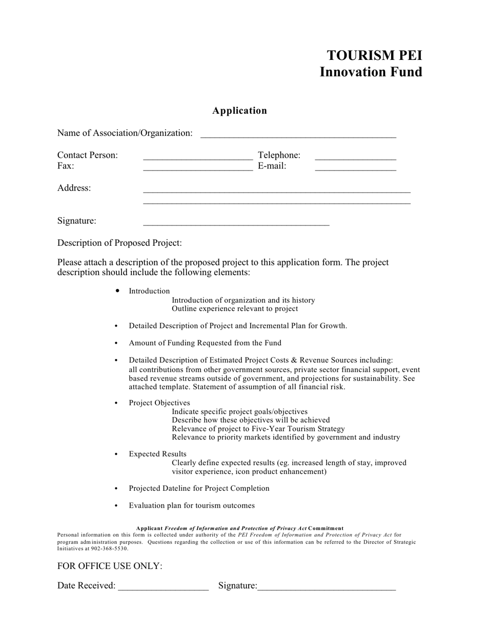 Tourism Pei Innovation Fund Form - Prince Edward Island, Canada, Page 4