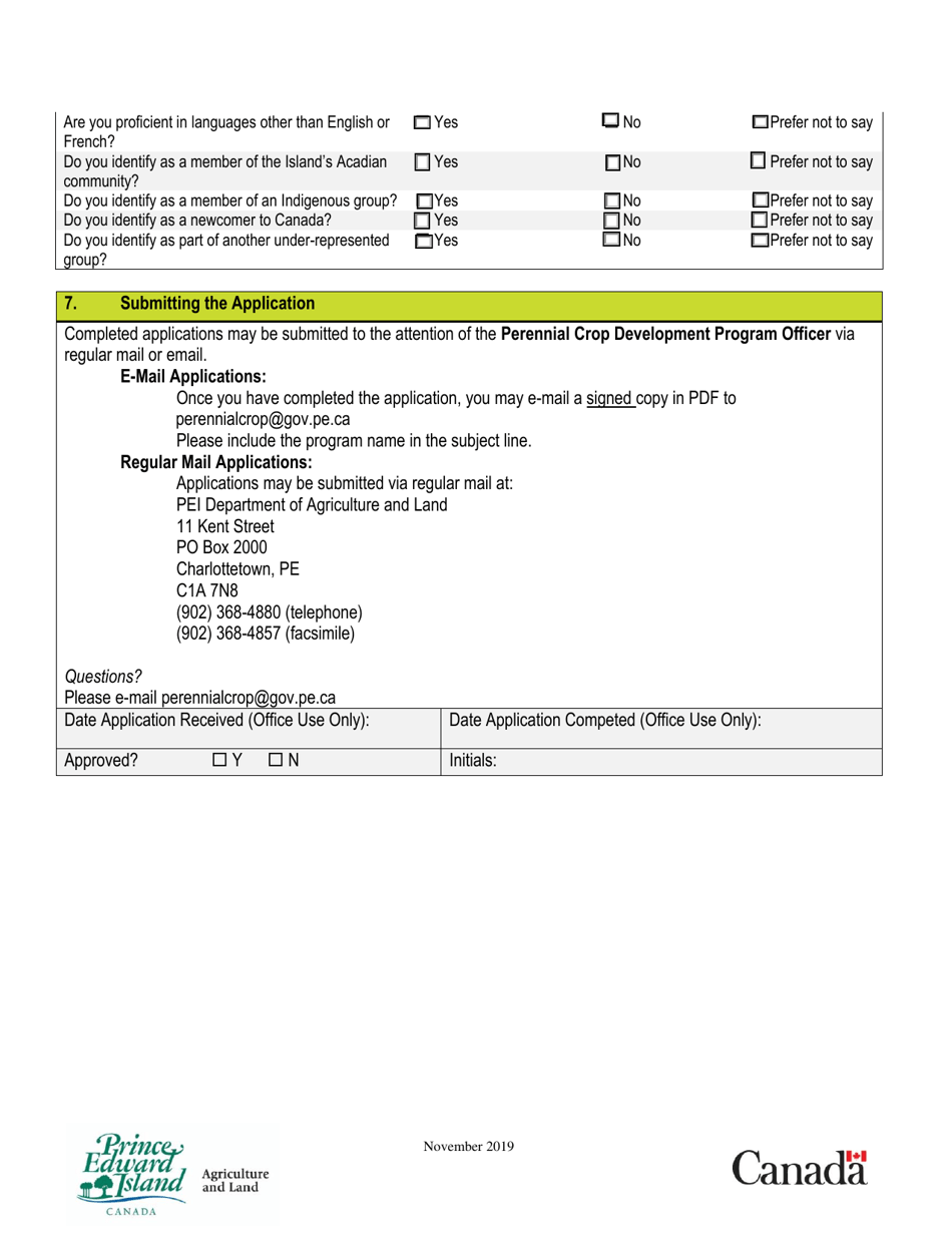 Parennial Crop Development Program Application Form - Prince Edward Island, Canada, Page 6