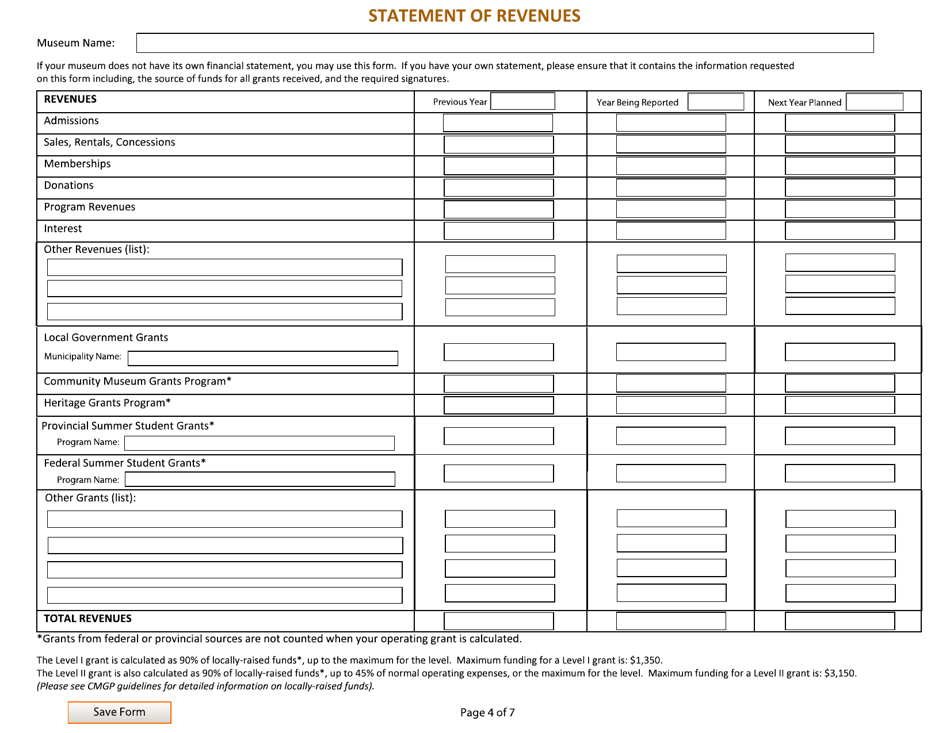 Manitoba Canada Community Museum Grants Application Form Fill Out