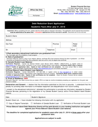 Document preview: Debt Reduction Grant Application Academic Years After July 31, 2018 - Prince Edward Island, Canada