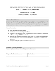 Early Learning and Child Care Family Home Centre Licence Application Form - Prince Edward Island, Canada