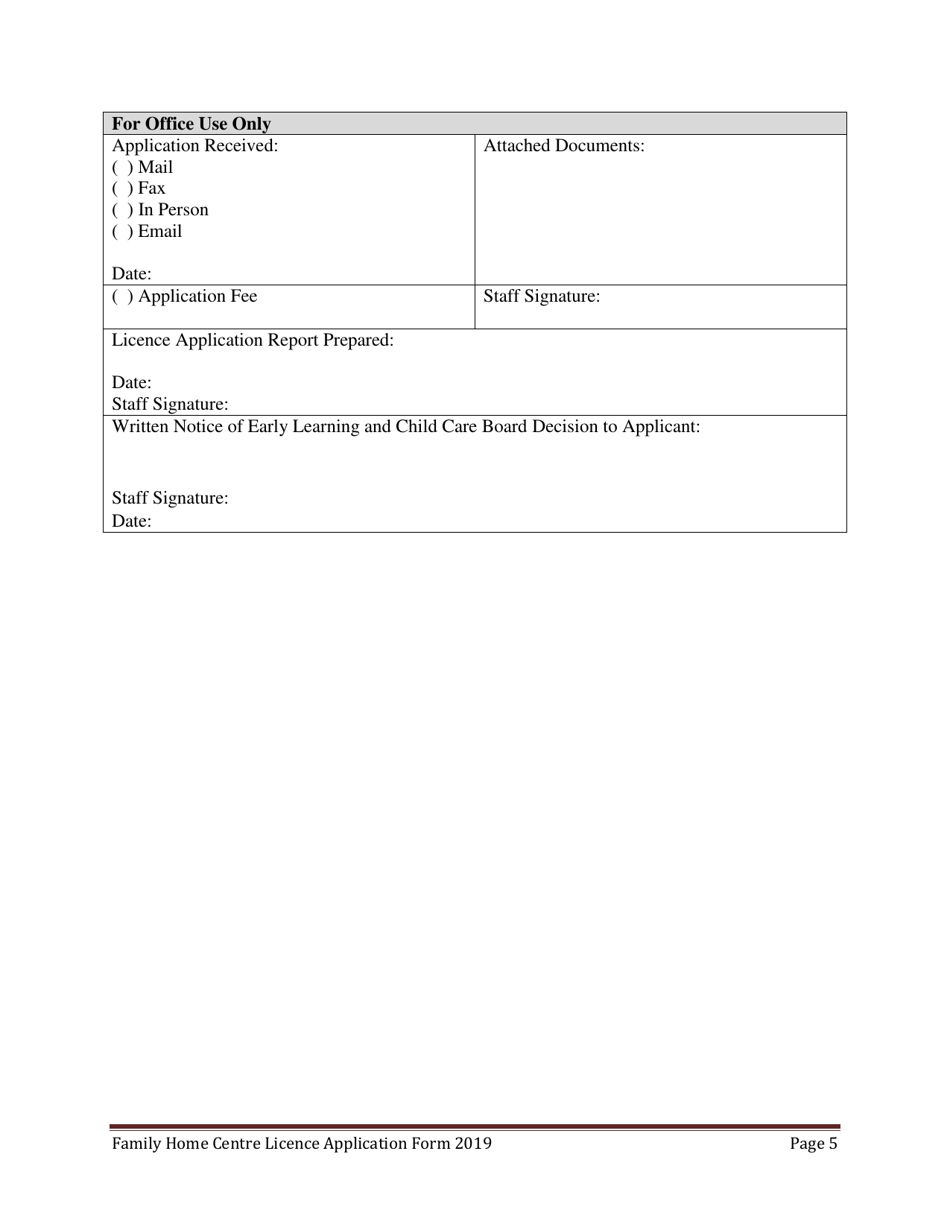 Early Learning and Child Care Family Home Centre Licence Application Form - Prince Edward Island, Canada, Page 5