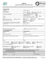 Document preview: Pei Student Well-Being Team Referral Form - Colonel Gray - Prince Edward Island, Canada