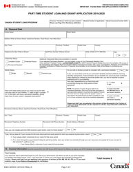 Form ESDC SDE0031 Part-Time Student Loan and Grant Application - Canada