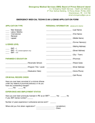 Emergency Medical Technician License Application Form - Prince Edward Island, Canada, Page 2