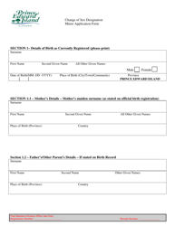 Change of Sex Designation Minor Application Form - Prince Edward Island, Canada, Page 2