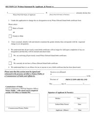 Change of Sex Designation Minor Application Form - Prince Edward Island, Canada, Page 3