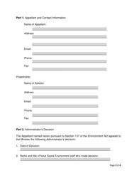 Notice of Appeal Form - Nova Scotia, Canada, Page 2