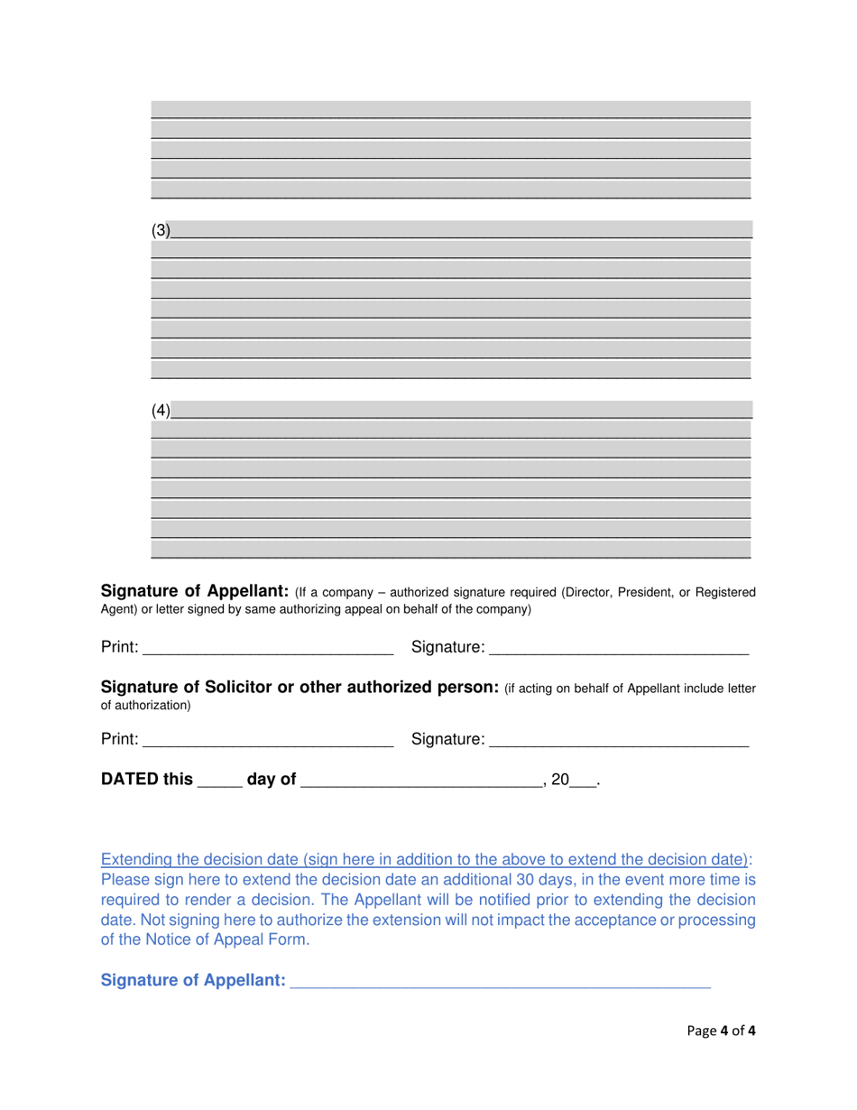 Notice of Appeal Form - Nova Scotia, Canada, Page 4
