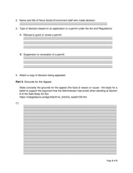 Notice of Appeal Form - Safe Body Art - Nova Scotia, Canada, Page 3