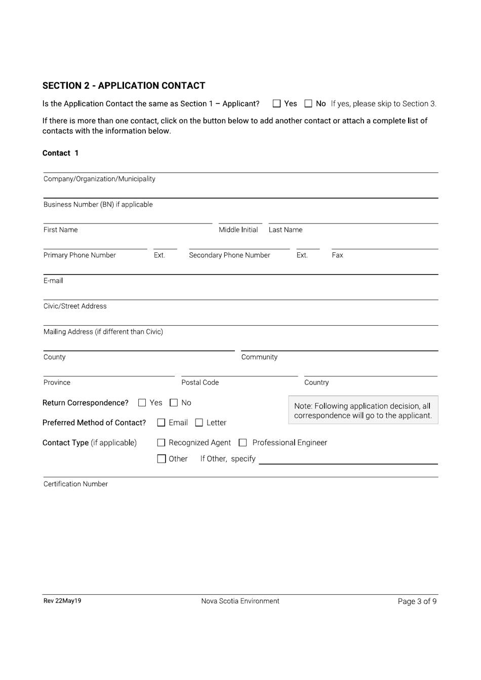Application for Approval - Dangerous Goods / Waste Dangerous Goods / Salvage Facility - Nova Scotia, Canada, Page 3