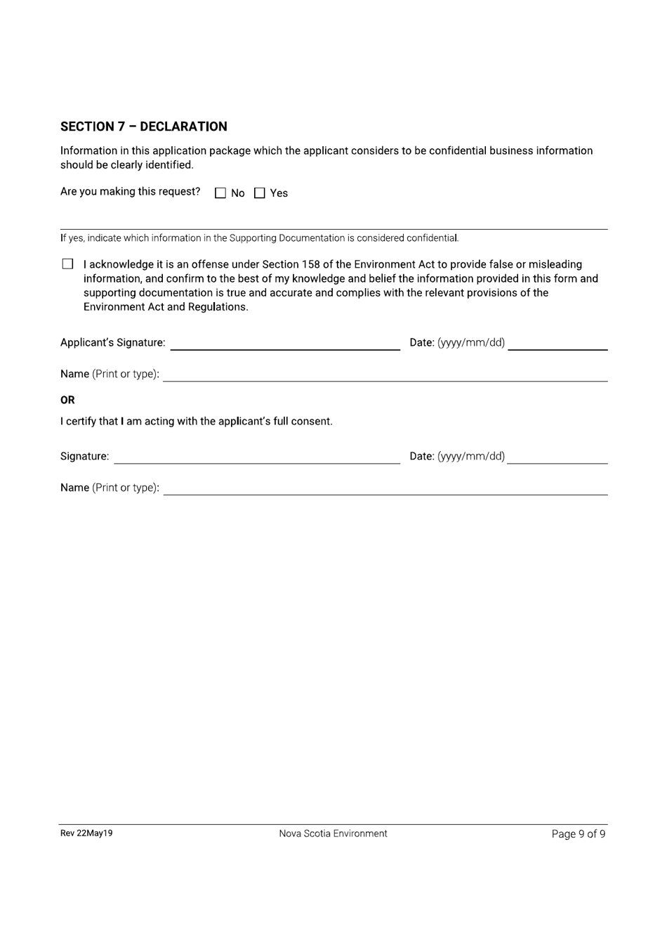 Application for Approval - Dangerous Goods / Waste Dangerous Goods / Salvage Facility - Nova Scotia, Canada, Page 9