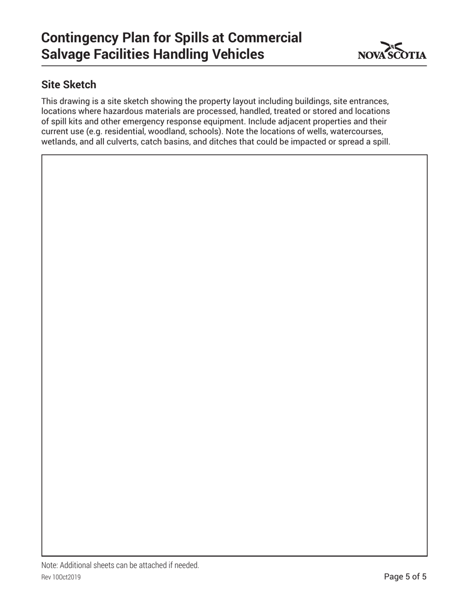 Contingency Plan of Spills at Commercial Salvage Facilities Handling Vehicles - Nova Scotia, Canada, Page 5