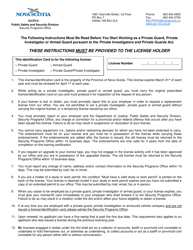 Instructions for Application for Individual License Private Investigator and/or Private Guard - Nova Scotia, Canada