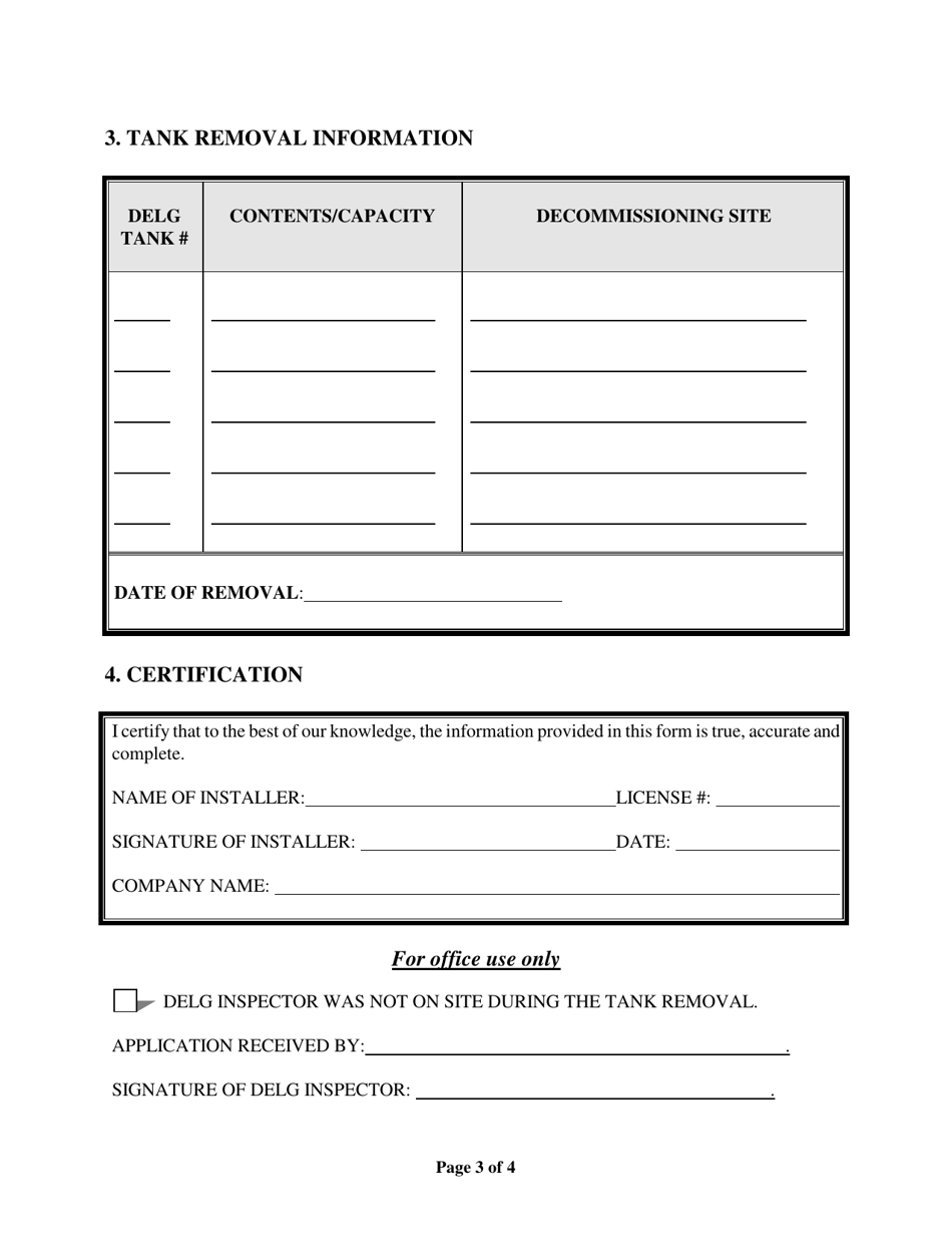 Schedule D Tank Removal Notice Form - New Brunswick, Canada, Page 3