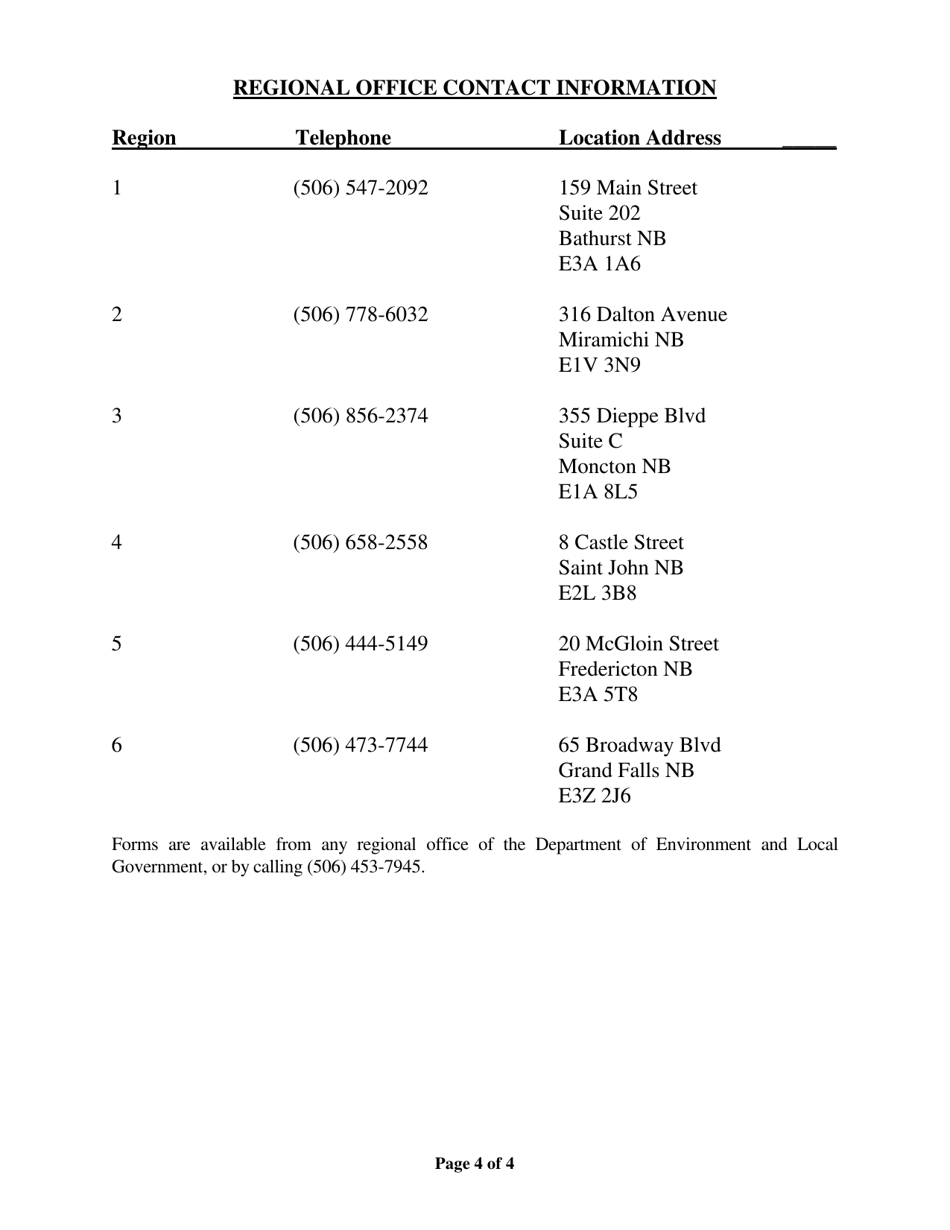 Schedule D Tank Removal Notice Form - New Brunswick, Canada, Page 4