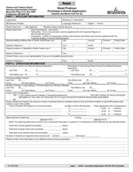 Form PLU251520 Purchaser&#039;s Permit Application - Wood Producer - New Brunswick, Canada