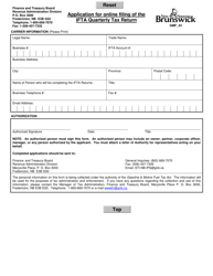 Document preview: Form GMF_43 Application for Online Filing of the Ifta Quarterly Tax Return - New Brunswick, Canada