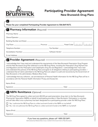 Form 977E Participating Provider Agreement - New Brunswick, Canada