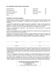Historical Societies Assistance Program Application Form - New Brunswick, Canada, Page 5