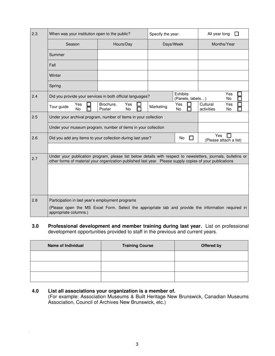 New Brunswick Canada Community Museums Assistance Program Application Form Fill Out Sign 6755