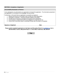 Go Nb Provincial Physical Literacy Grant Application Form - New Brunswick, Canada, Page 5