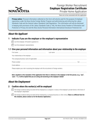 Foreign Worker Recruitment Employer Registration Certificate Private Home Application - Nova Scotia, Canada, Page 2