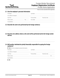 Foreign Worker Recruitment Employer Registration Certificate Private Home Application - Nova Scotia, Canada, Page 3