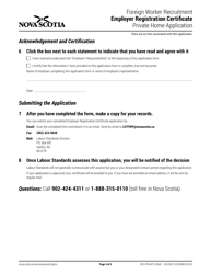 Foreign Worker Recruitment Employer Registration Certificate Private Home Application - Nova Scotia, Canada, Page 5