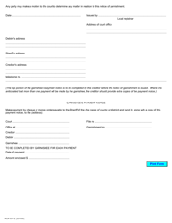 Form 60H Notice of Garnishment - Ontario, Canada, Page 2