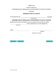 Document preview: Form 74.28 Confirmation by Resealing of Appointment of Estate Trustee - Ontario, Canada