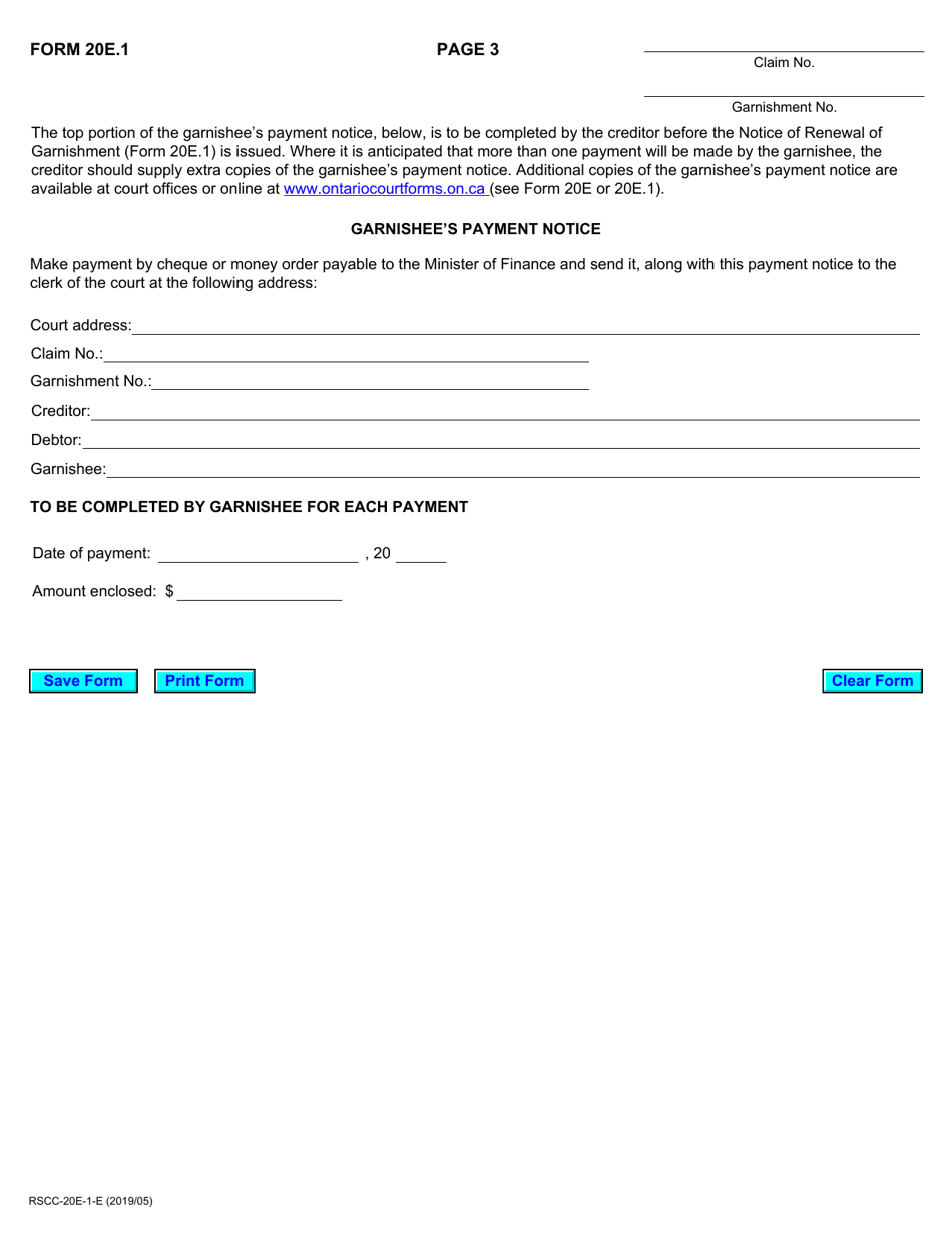 Form 20E Notice of Renewal of Garnishment - Ontario, Canada, Page 4