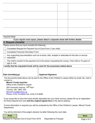 Minors&#039; Funds - Request for Payment out of Court Form - Ontario, Canada, Page 2