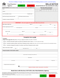 Form VSA531 Wills Notice (Registration of the Location of a Will) - British Columbia, Canada
