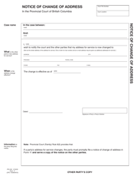 PCFR Form 11 (PFA053) Notice of Change of Address - British Columbia, Canada, Page 2