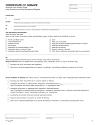 Form E (PFA714) Certificate of Service - British Columbia, Canada, Page 3